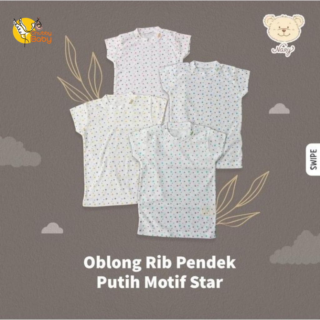 Nary - White Star Sleeve Tee - Oblong Tipis Pendek