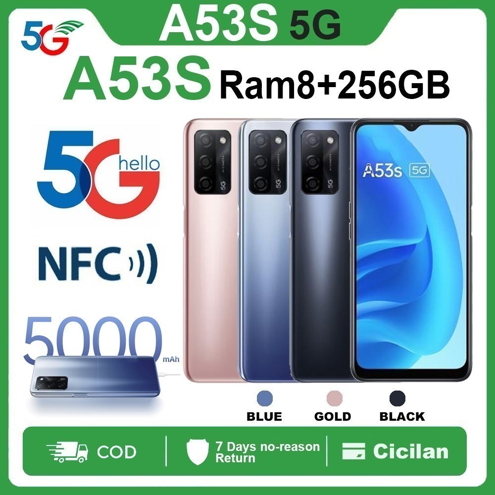 5G + NFC HP OPPO A53S RAM8/256 A53 S 5G HandPhone Hp 5g termurah second hand