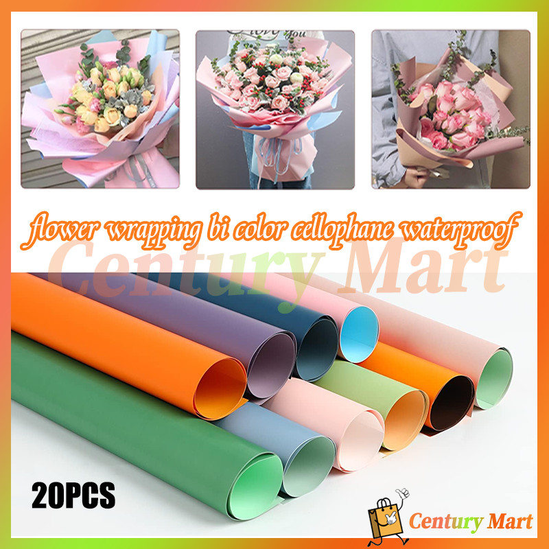 

[20 lembar] flower wrapping bi color cellophane waterproof/flower wrapping bi color cellophane 58x58cm/pastel bi color flower wrapping cellophane 2 tone / kertas buket bunga (pack sewarna)
