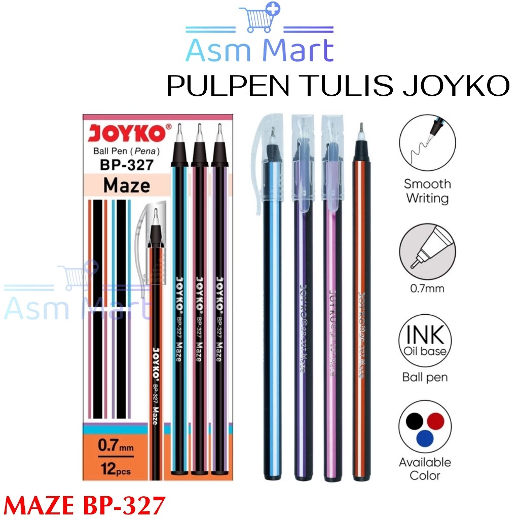 

ASM - ATK019 JOYKO BALL PEN PULPEN PENA JOYKO MAZE BP-327 / PULPEN LUSINAN / PULPEN 1 BOX (12PCS) / PENA / BALLPOINT BALL PEN / PULPEN JOYKO MAZE 0.7MM