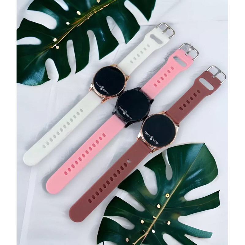 (DS) Jam tangan Digital Touch Watch Segi Strap Rubber TS-01 Bulat