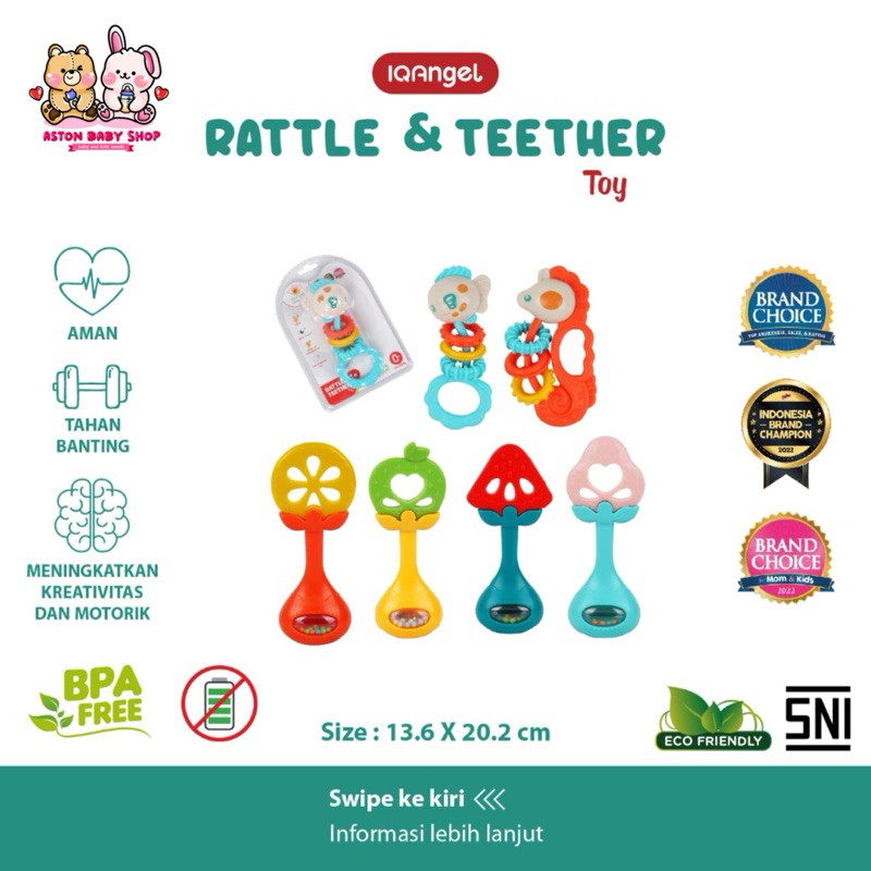IQ Angel Rattle & Teether IQ0130 / Mainan Gigitan Bayi / Mainan Kerincingan