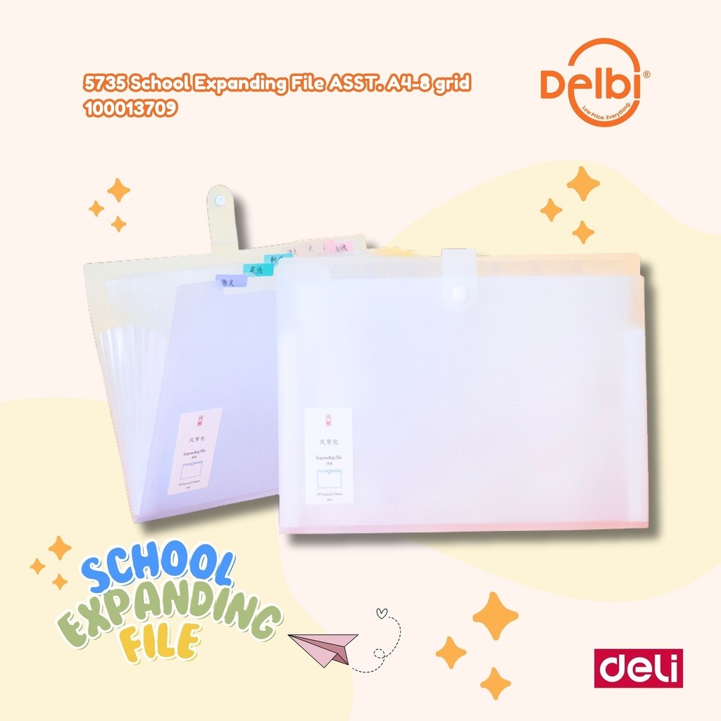 

Deli Expanding File / Map Dokumen Harmonika A4 8 Pembagi Anti Air 5735 5735 School Expanding File ASST. A4-8 grid