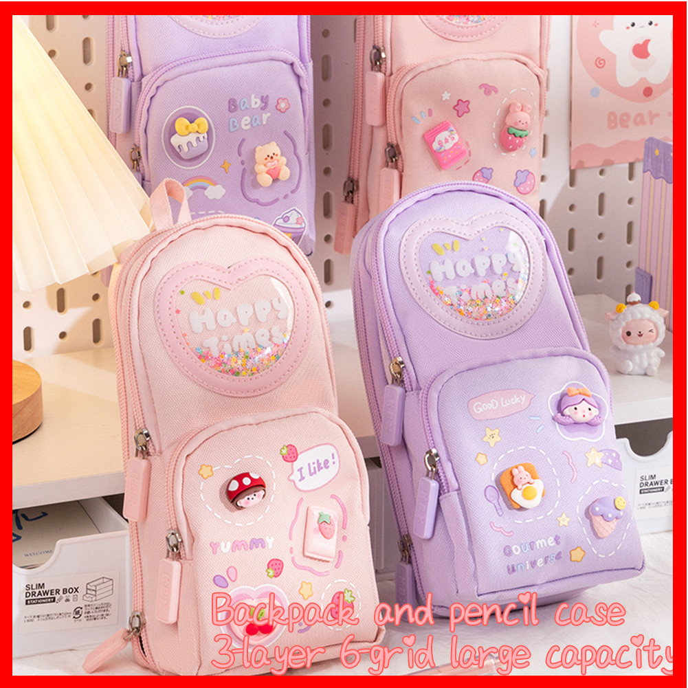 

Anak Sekolah 3D Model Korea Tas Lucu Tempat Pensil Kotak Kotak Pensil Kanvas 6 Ruang Hiasan Glitter Karakter 3D Anak Perempuan Lucu Besar Pencil Case Kapasitas Besar