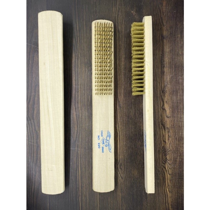 Sikat Kawat Kuningan Halus 8 Baris Wire Brush Besi Gagang Kayu sikat kawat bor MURAH