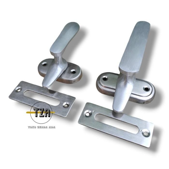 Grendel Jendela Rambuncis Grendel Slot Kunci Jendela Aluminium Silver - Kecil
