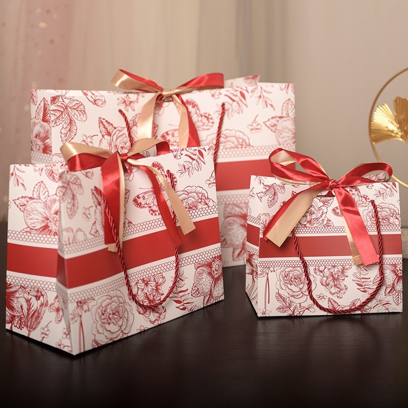 

PREMIUM Paperbag Motif bunga flower Souvenir gift bag + Pita Tebal Tas Kado Tas Permen Tas Hadiah