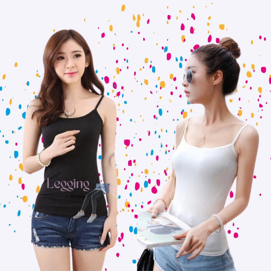 tank top wanita kaos singlet tali kecil bahan tebal