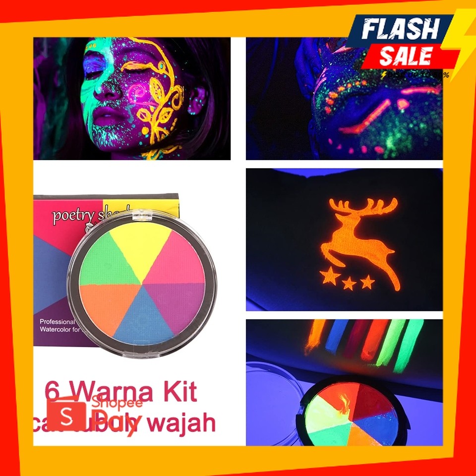 

HALOWEEN 10.10 | Glow In The Dark Face Paint 6 Warna Cat Lukis Badan Wajah Non-Toxic Makeup for Cosplay halloween costume Fluorescence Painting Karnaval Birthday Party Art Supplies Stationery