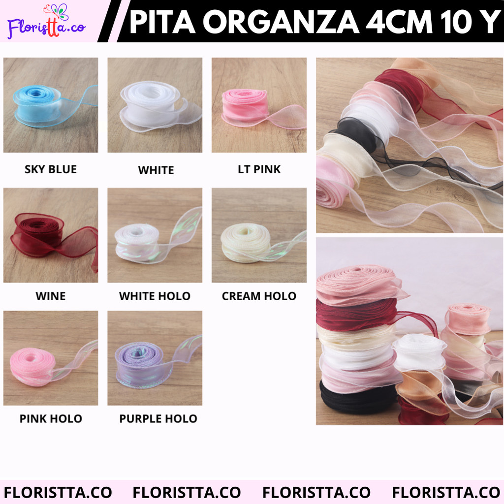 

(ROLL) Pita Organza Korean Reborn 4 cm 10 Yard Varian Biasa Dan Hologram
