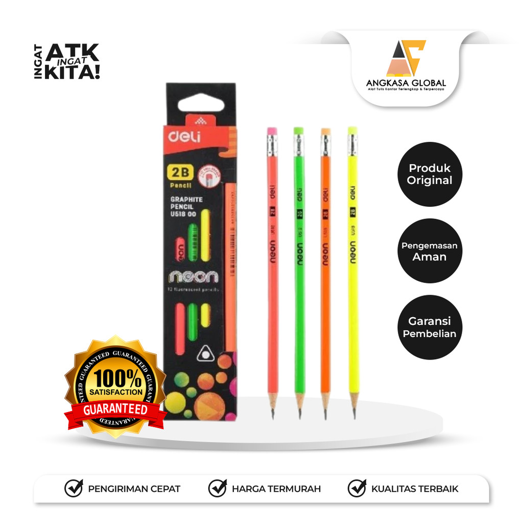 

DELI PENSIL GRAFIT/ GRAPHITE PENCIL NEON EU51800 (1LSN/ 12PCS)