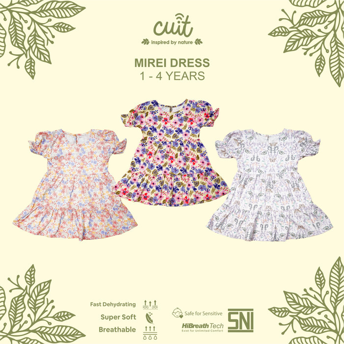 CUIT Dress Anak Perempuan Tangan Pendek Mirei - Pakaian Anak Bayi Wanita - LIlac Daisy, L 1-2 Tahun