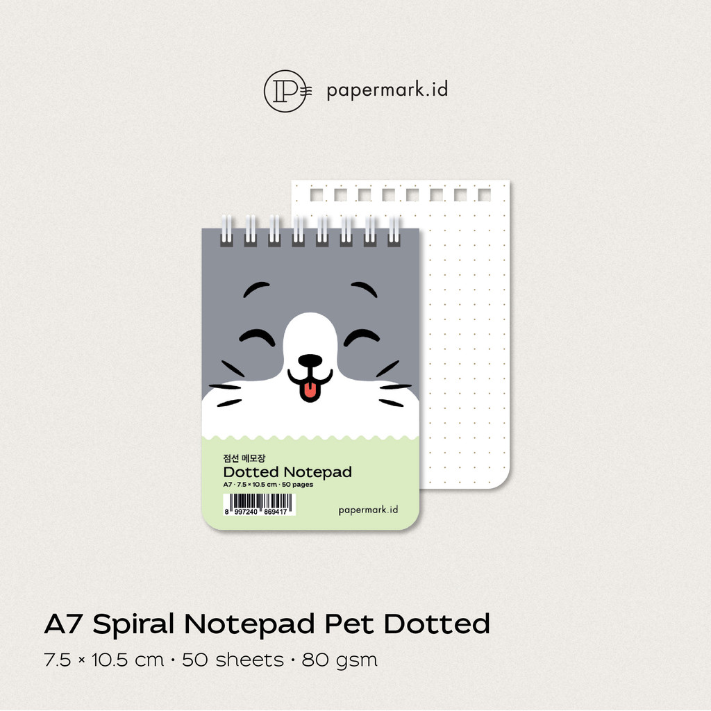 

PAPERMARK A7 Pet Series Dotted Spiral Notepad | Buku Catatan Kecil