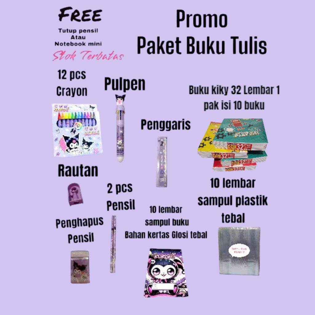 

Paket Buku Tulis SIDU KIKY Lengkap Karakter Viral Kuromi Terlaris Terlaris