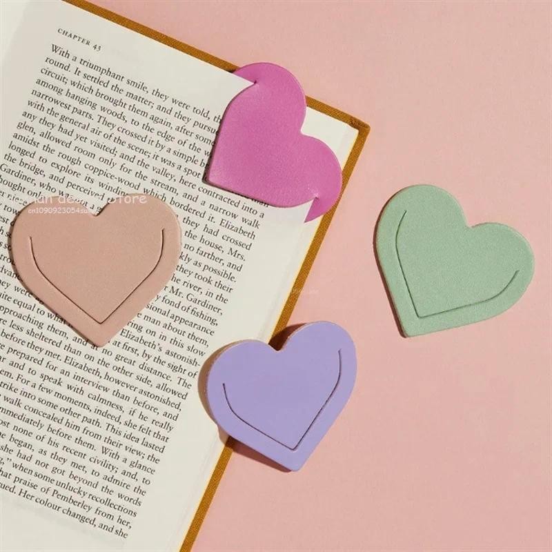 

Heart Shaped PU Leather Bookmark Colorful Double Sided Tablet Gift for Book Lovers Readers and Diary Lovers