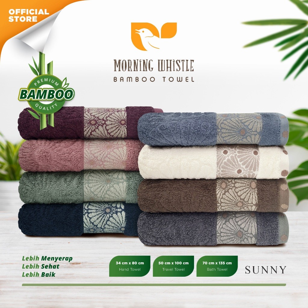 Handuk Morning Whistle Bamboo Towel - Sunny / Handuk Mandi Dewasa 70x135cm / 50x100cm / 34x80cm