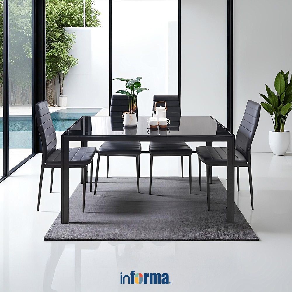 Informa Marven Beta Set Meja Makan 4 Kursi - Hitam Dining Table Kursi Aesthetic Furniture Dining Roo