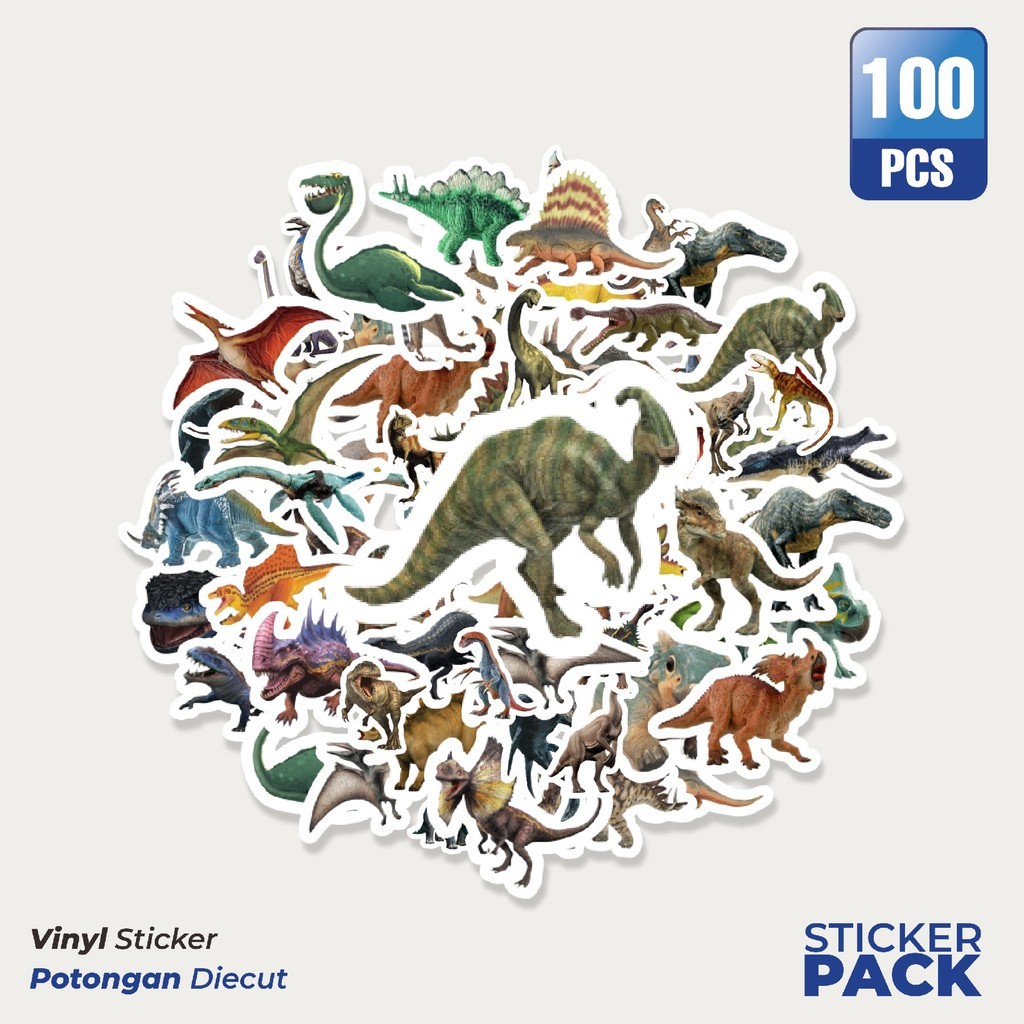 

MURAH 100 PCS Stiker Hewan Dinosaurus Waterproof Aesthetic- Untuk Laptop, Motor, dan Helm - Paper Stationery Pack
