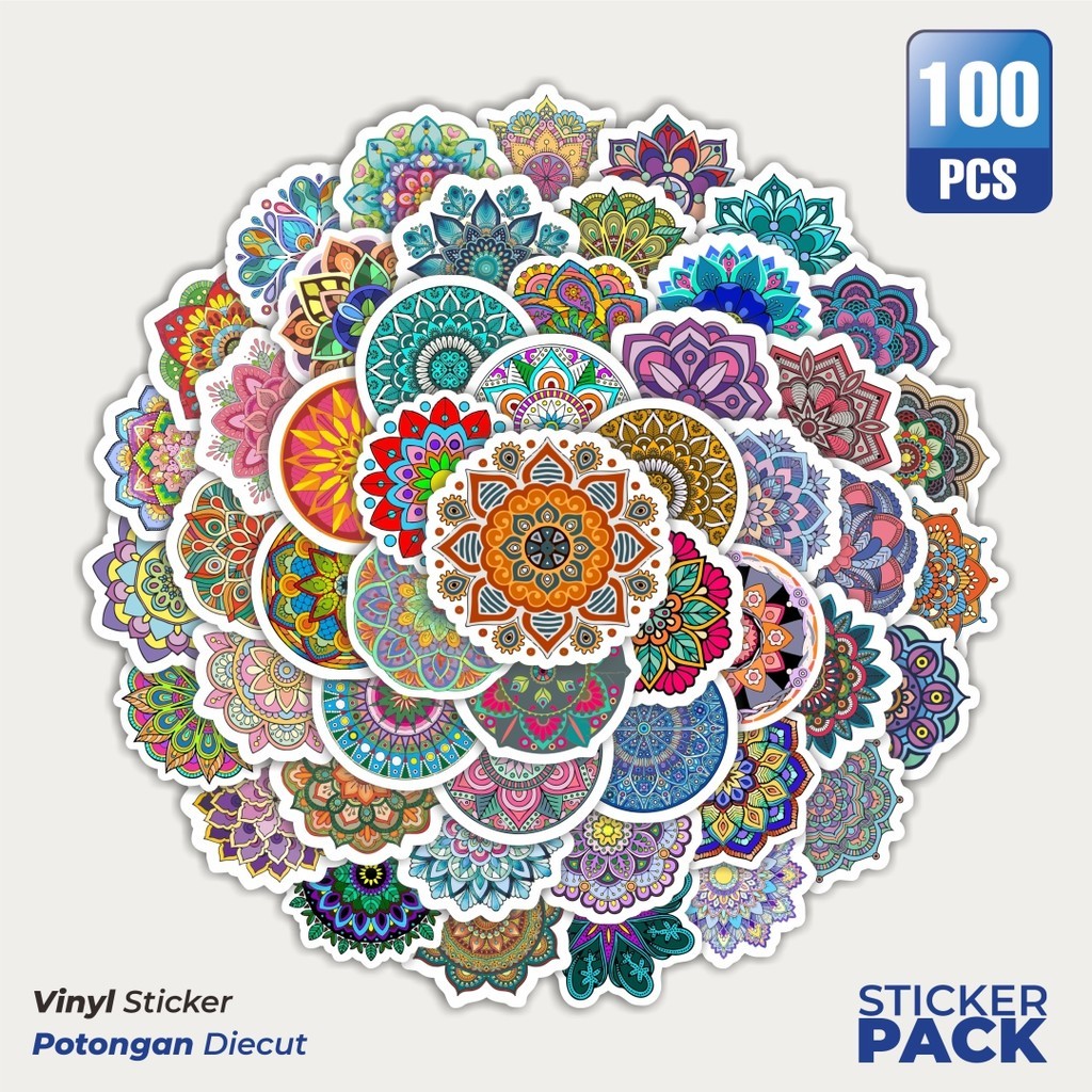

Stiker Vinyl Stiker Desain Mandala Waterproof Aesthetic- Untuk Laptop, Motor, dan Helm - Paper Stationery Pack