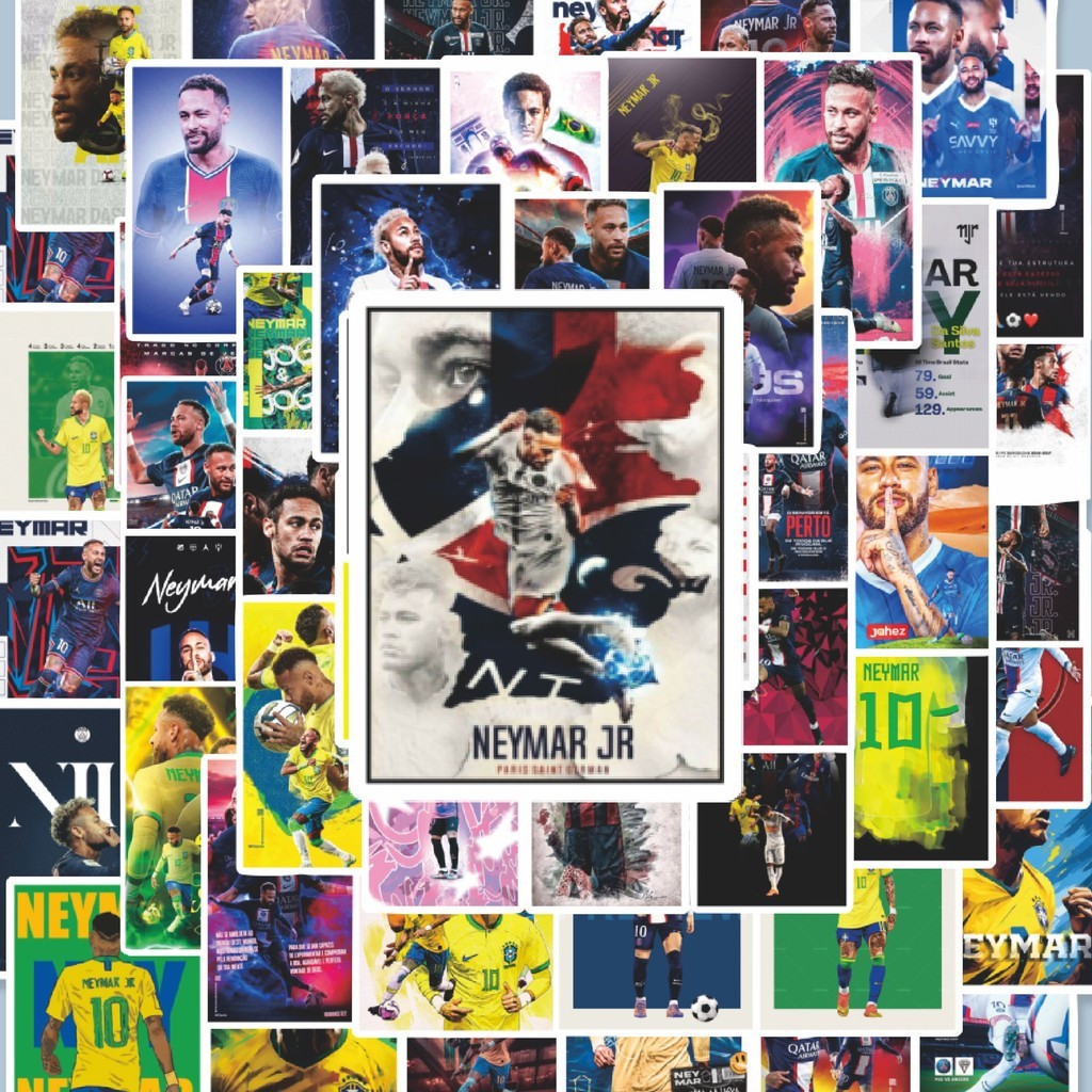 

100PCS Lucu Stiker Neymar JR Stiker Aesthetic Stiker Anti Air Stikers Berperekat Waterproof sticker decal buat Motor Helm Buku Journal Koper Casing HP Laptop Botol Minum Hadiah anak