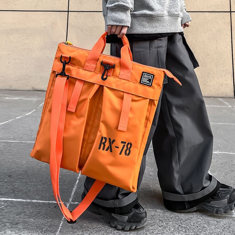 Tas Selempang Kanvas Helm Retro Pakaian Kerja Pilot Bahu Tunggal Fungsional Kapasitas Besar Tablet u