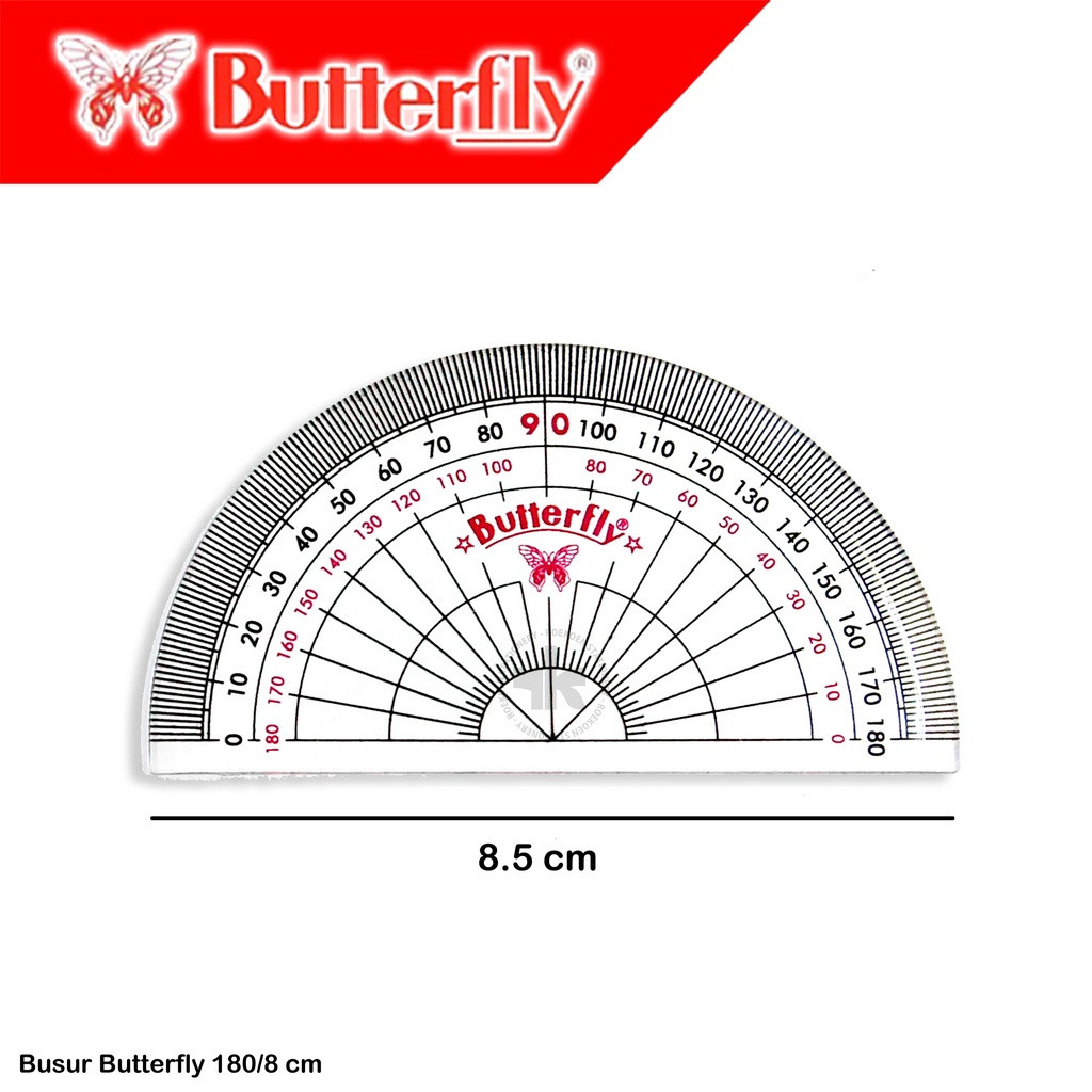 

Busur Derajat Butterfly 180° / 8cm Transparan Bening | Penggaris Sudut Matematika Geometri Mistar Gambar Sekolah TERMURAH