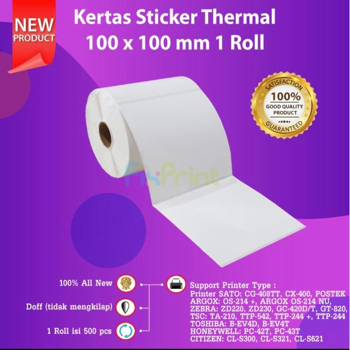

LABEL BARCODE 100 X 100 mm KERTAS STICKER DIRECT THERMAL 100x100 500pc