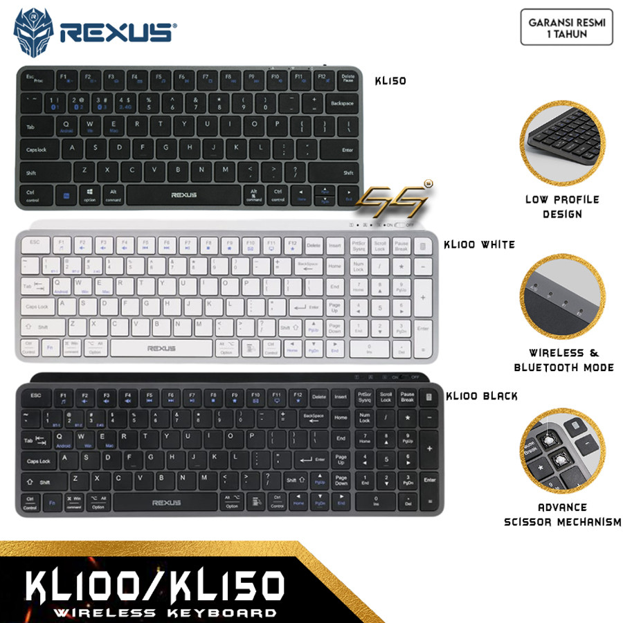 REXUS KL100 KL150 KL-100 KL-150 KL 100 KL 150 Keyboard Office Bluetooth Wireless Low Profile