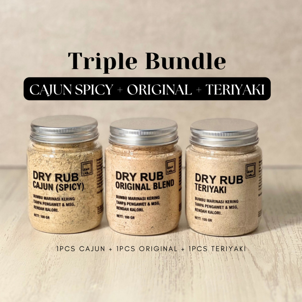 

Bumbu Masak Dry Rub Marinasi Rendah Kalori Leanlab Bundle 100g x3 (Original/Cajun/Teriyaki)