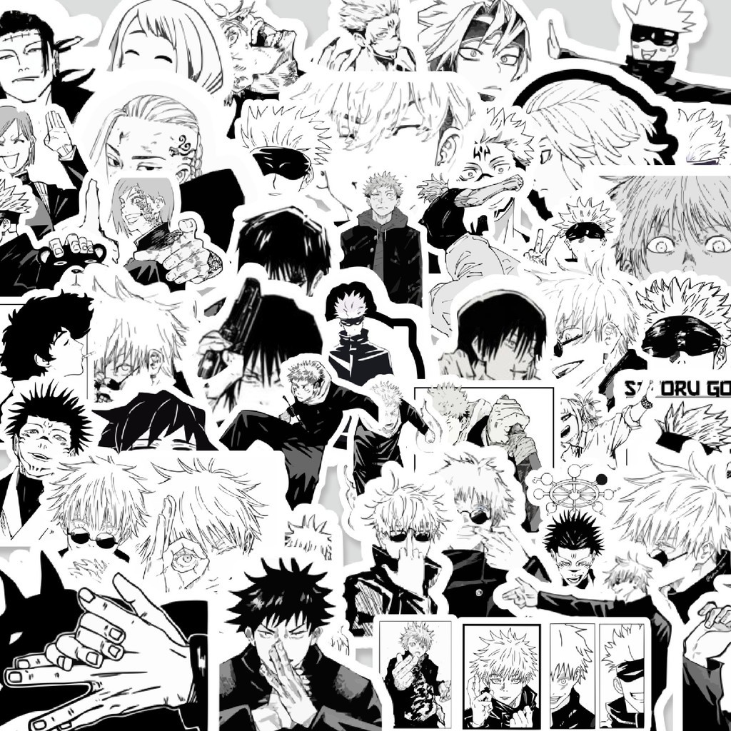 

Stiker Cutting Pack Stiker Anime Jujutsu Kaisen Black & White Isi 100Pcs Series Aesthetic Lucu Keren Untuk Koper Bahan Vynil
