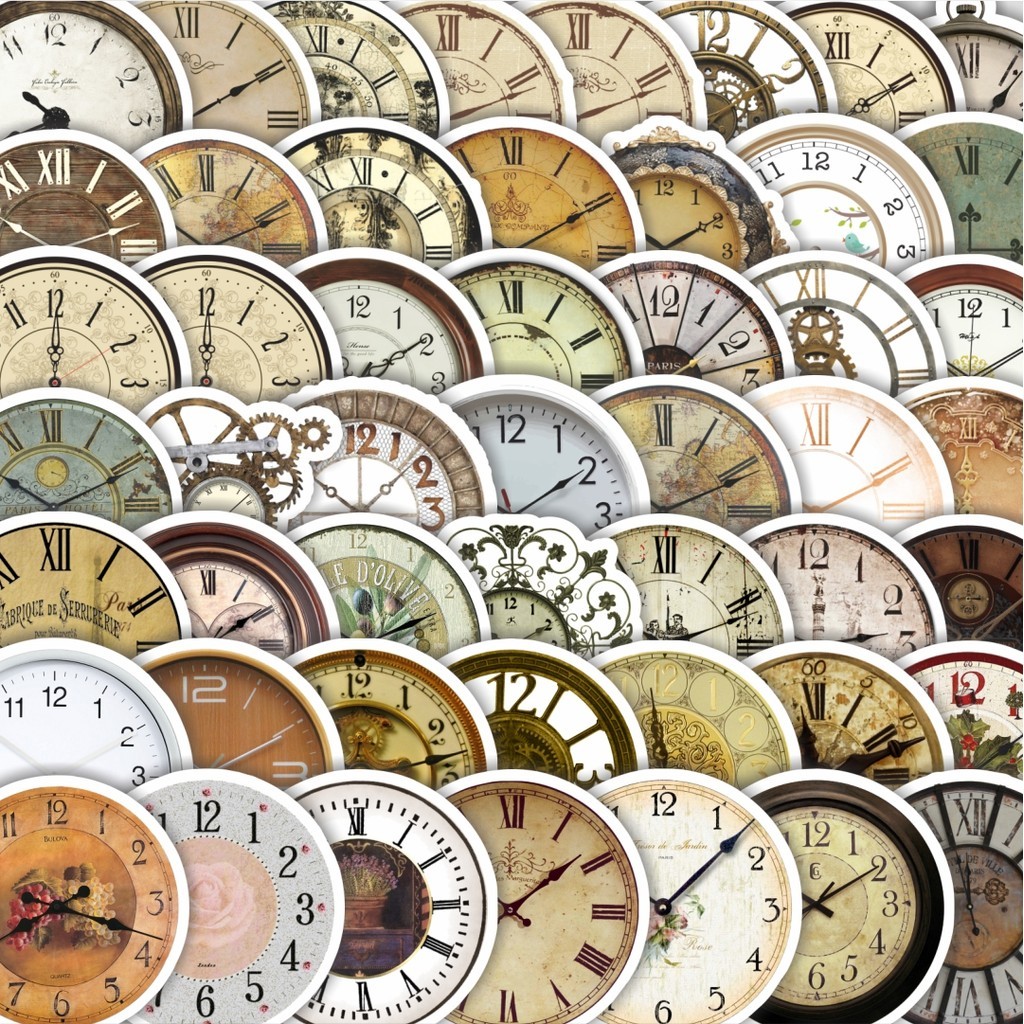 

Stiker Cutting Pack Stiker Jam Vintage [Klasik] Isi 100Pcs Series Aesthetic Lucu Keren Untuk Koper Bahan Vynil