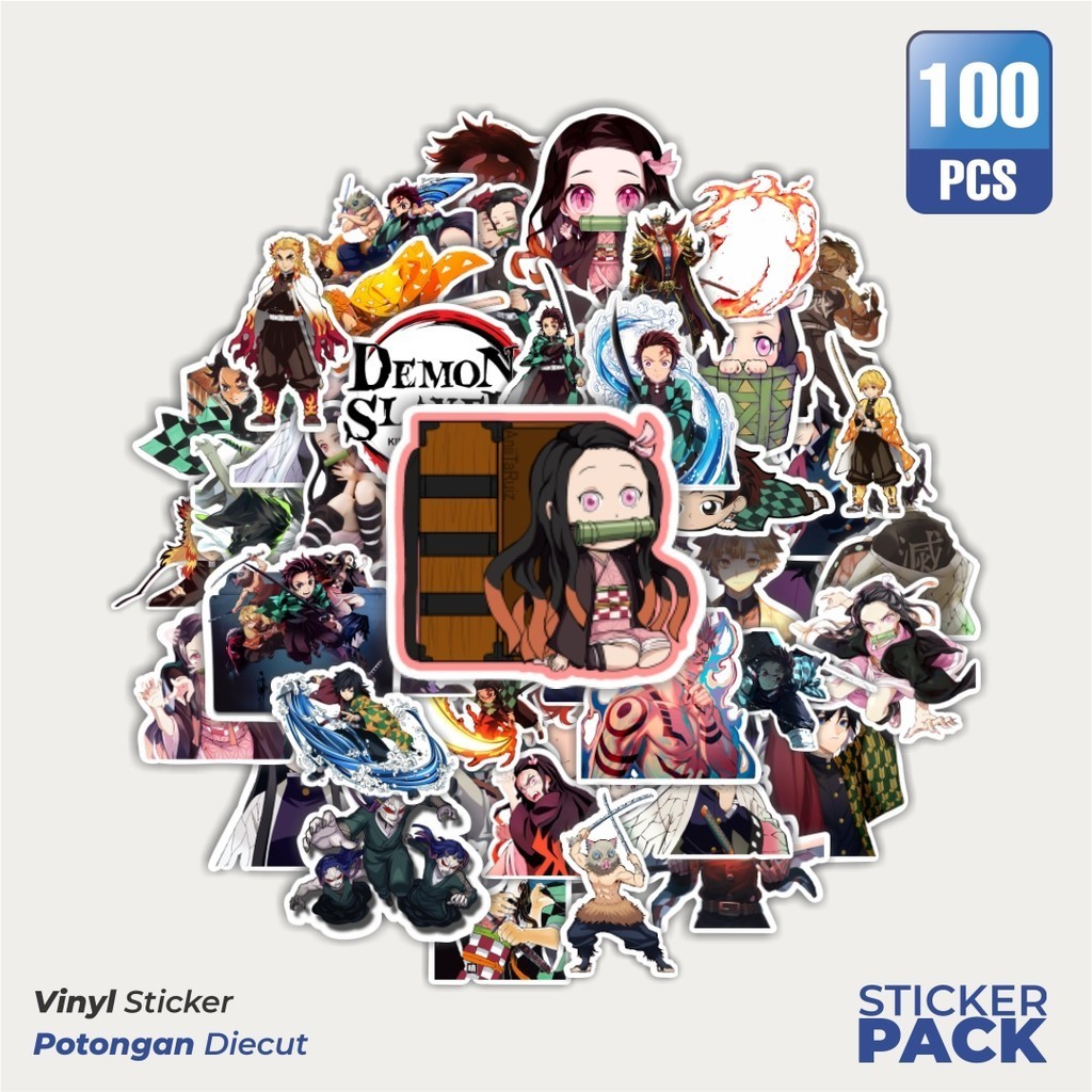 

Stiker Vinyl Stiker Anime Demon Slayer Waterproof Aesthetic- Untuk Laptop, Motor, dan Helm - Paper Stationery Pack