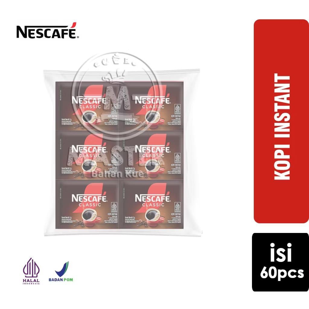 

NESCAFE Classic Kopi Instan Kopi Hitam 2gr Sachet 10 x 6 (1 pack)