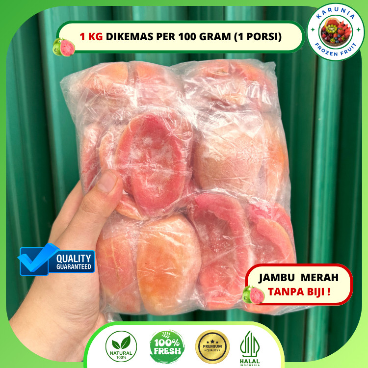 

Jambu Merah Tanpa Biji Frozen 1 Kg (10 pack @100gram) I Frozen Guava Seedless Premium