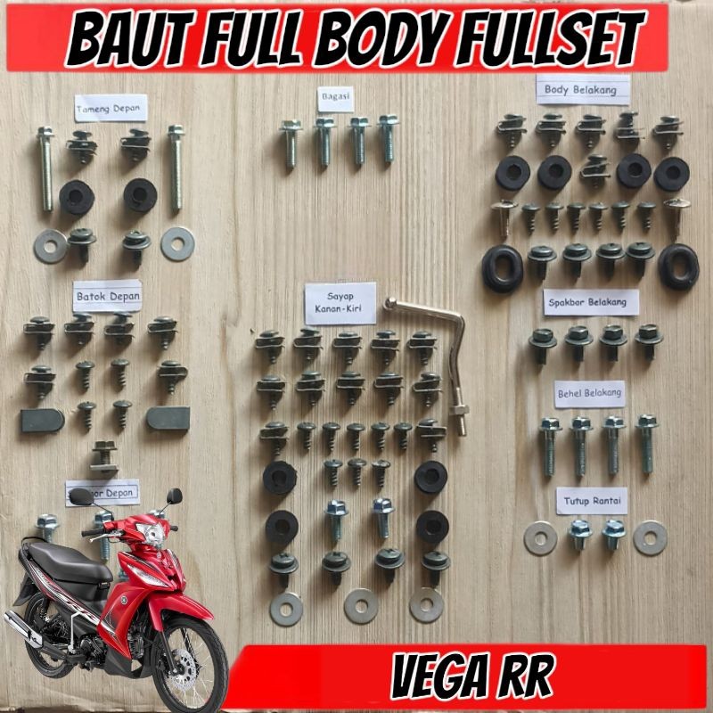 Baut Full Set Cover Body Yamaha New Vega RR 115 FI PGM-FI / Baut Full Body Vega RR New Lengkap