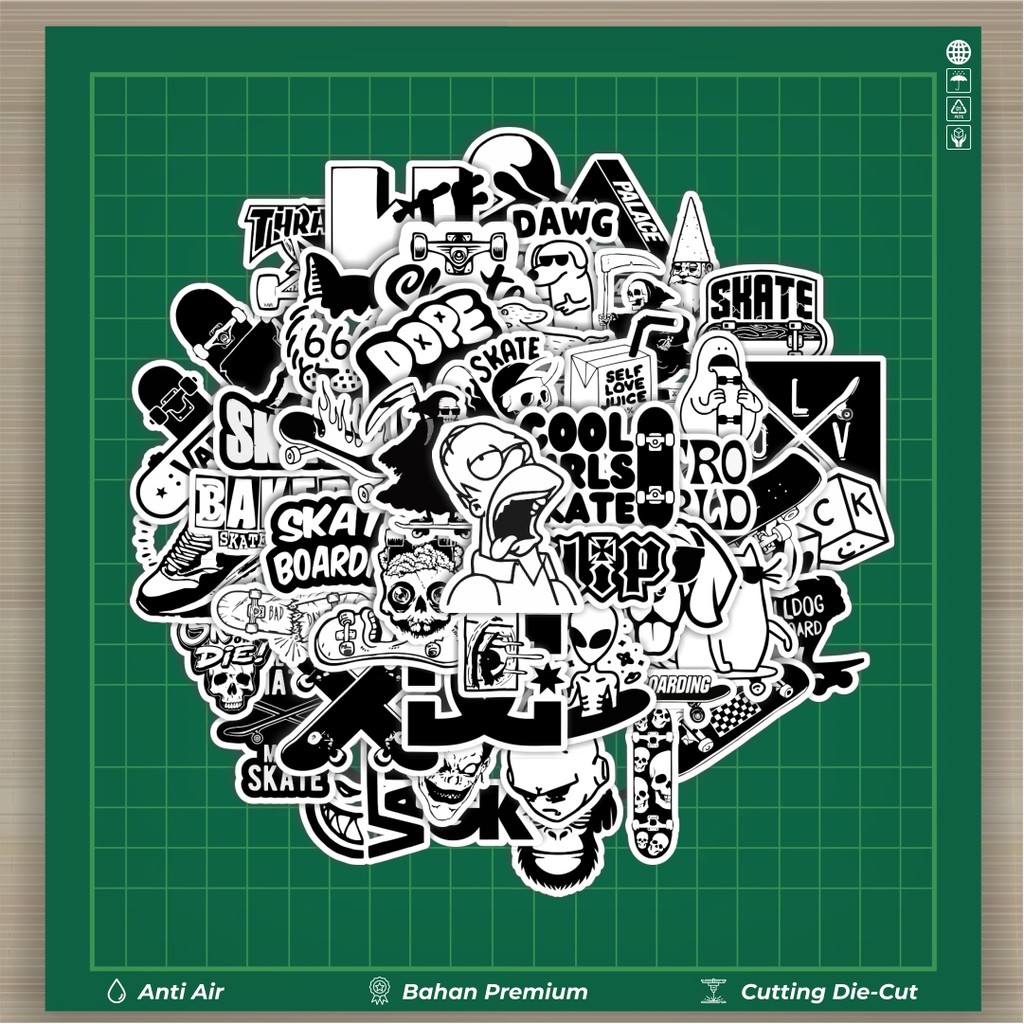 

HOT 50 PCS STIKER Stiker Aesthetic Black And White Brand Distro Versi 7 Stiker Fashion Cars Decal Dingin Kartu Album Custom Vinyl Anti Air- Sticker Aesthetic Buku Journal Koper Casing HP Tablet Laptop Helm Motor Botol Minum