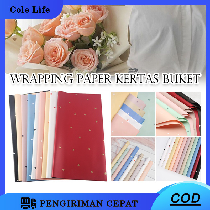

20 Lembar KERTAS BUKET BUNGA/ Love Korean Cellophane Wrapping Kertas Kado Polkalove