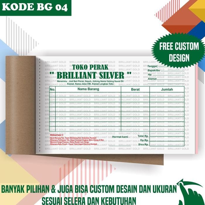 

CETAK NOTA/KWITANSI TOKO EMAS,TOKO BANGUNAN DLL, UKURAN 11X16CM - BG01, 1 PLAY