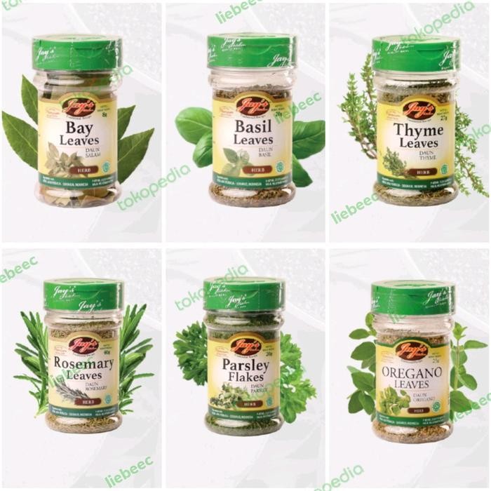 

[PROMO EXP TERBARU] Jay's Thyme Rosemary Oregano Basil Parsley Bay Jays Herb Rempah - BAY LEAVES Bergaransi Terlaris