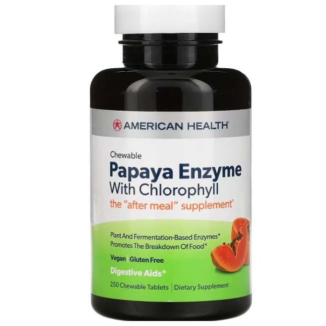 

American Health, Papaya Enzyme with Chlorophyll 250tab Digestive