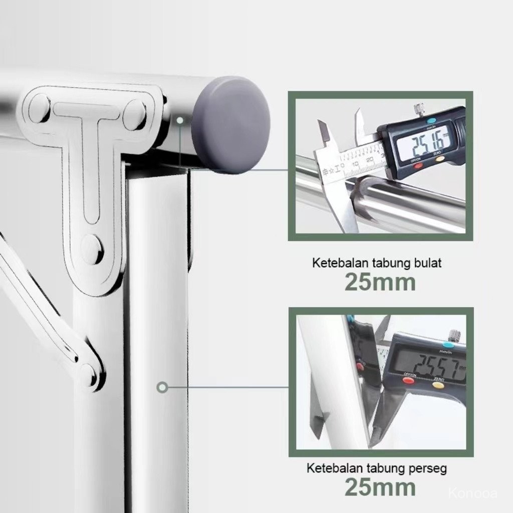 Konooa  SUS-304 Jemuran Baju Lipat Stainless Steel  - Jemuran Baju Stainless