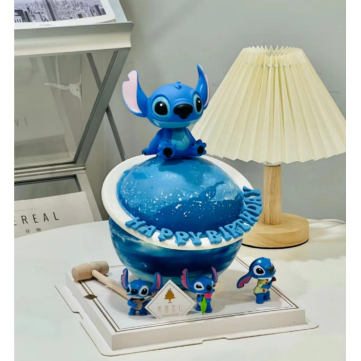 CAKE TOPPER STITCH BAHAN PLASTIK hiasan dekor aksesoris topper kue ulang tahun birthday cake lucu ge