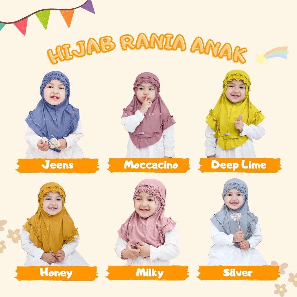 HIJAB INSTAN Hijab Instan Anak Rania Kerudung Anak Jersey Premium Hijab Anak 2 - 6 Tahun By Kalishao