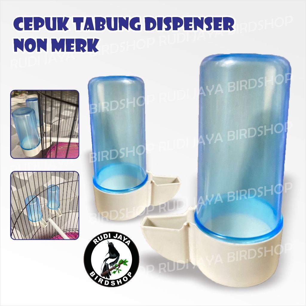 SEDIA CEPUK TABUNG DISPENSER KENARI LUAR NON MERK 1 PCS 80ML TEMPAT MAKANAN MAKAN MINUM BURUNG PLECI