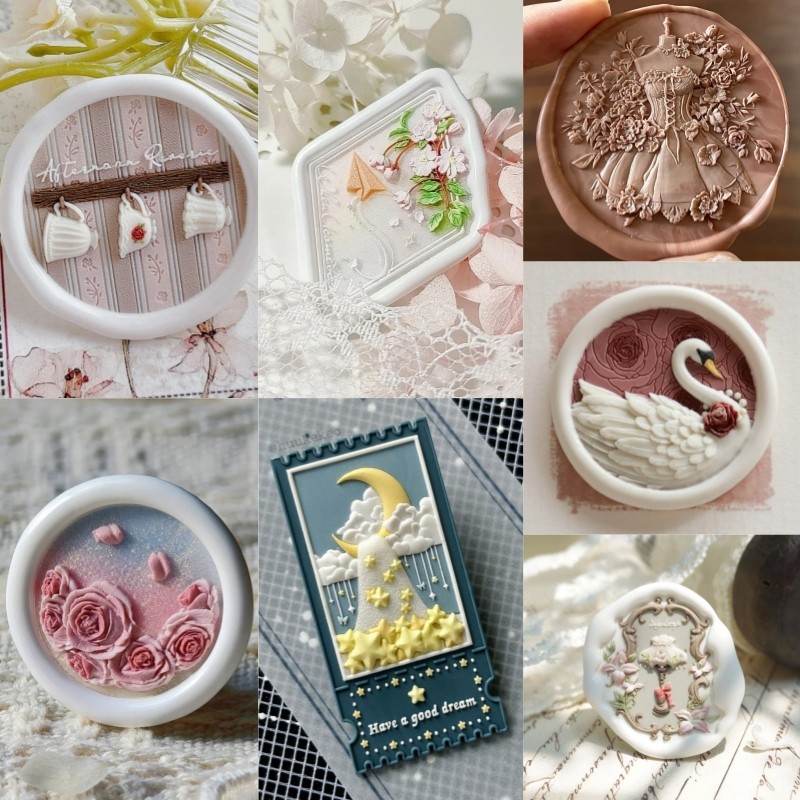 

Diy Creative Stamps Toys Fireproof Seal Circus Series Cute Irregular-Shaped Relief Lily Lamp Rose Tulip Copper Head And Seal Hea