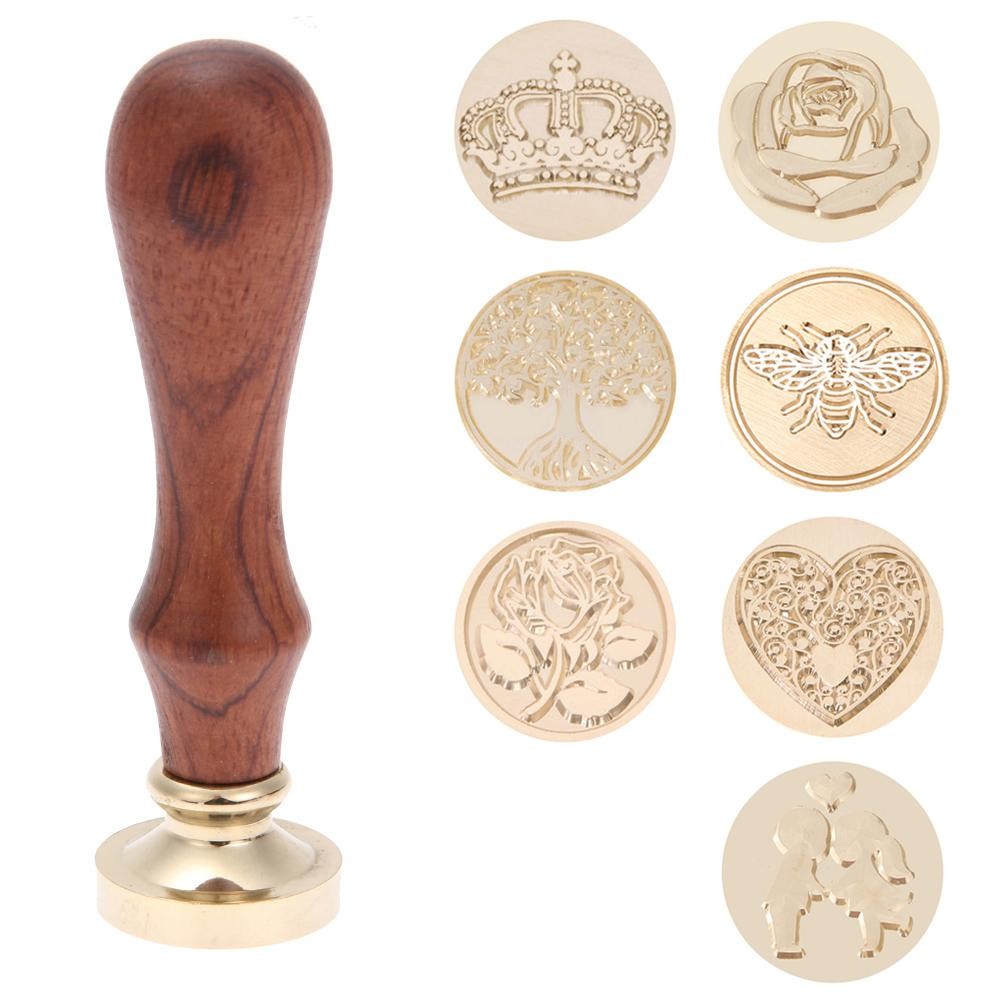 

Retro Wax Sealing Stamp Wood Handle Grip Wedding Post Seal Stamping Decor Macaron Color Postcard Gifts Decorative Supply