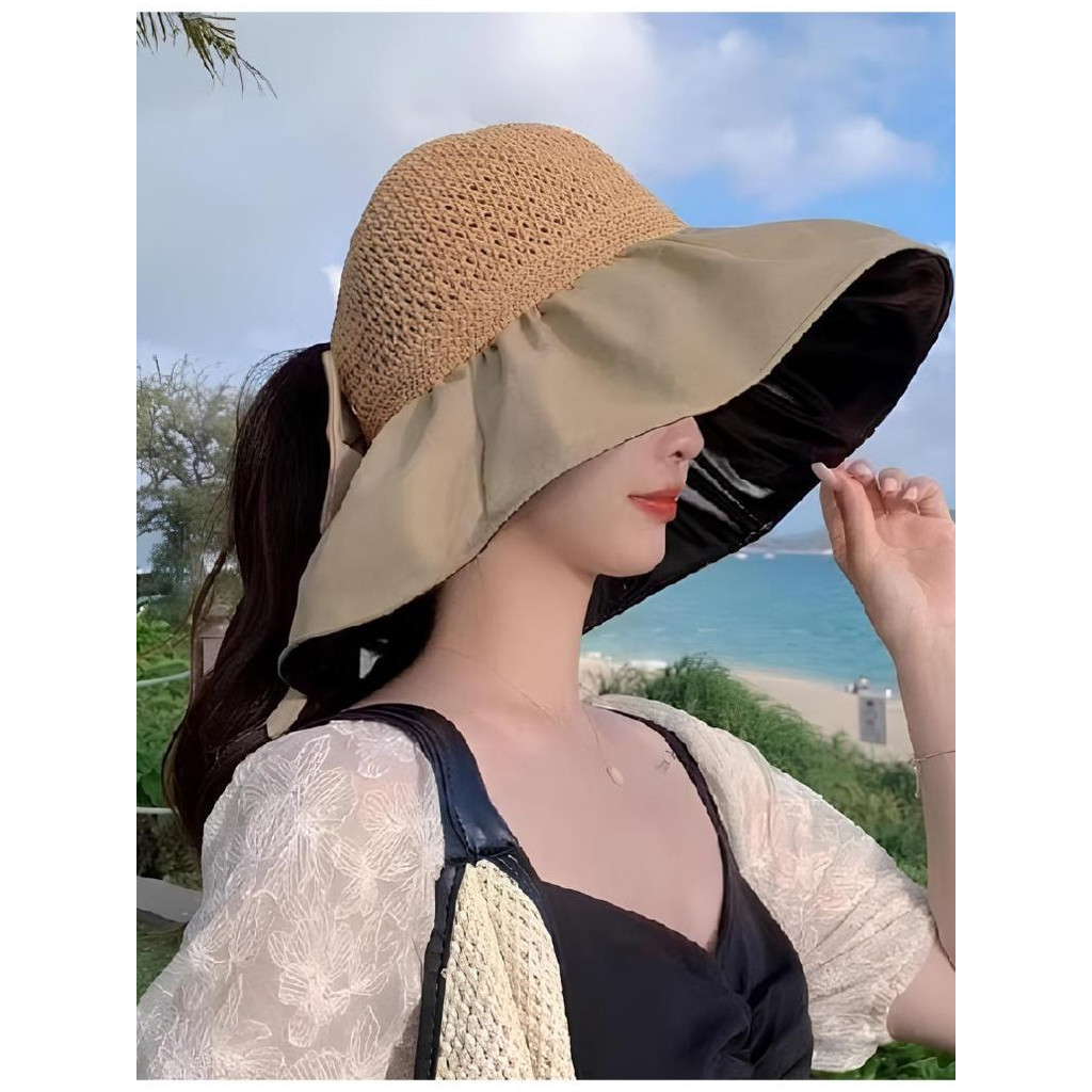 Topi Wanita Korea Pelindung UV Matahari Topi Gaya Pantai Topi Fashion Korea Kekinian
