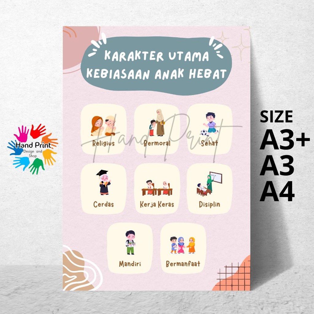 Cetak Poster Kesepakatan Kelas Peraturan anak Hebat Size A3+
