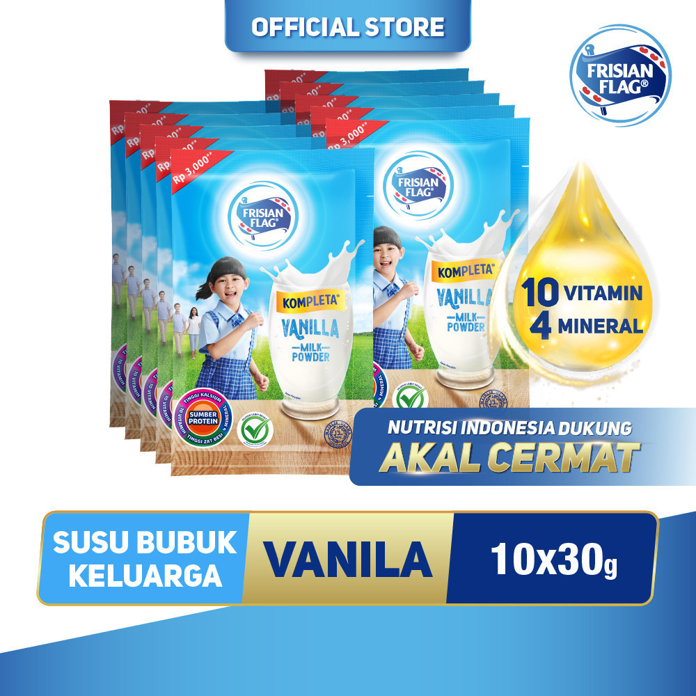 

Frisian Flag Susu Bubuk Keluarga Kompleta Vanilla Sachet 30g - 10 pcs