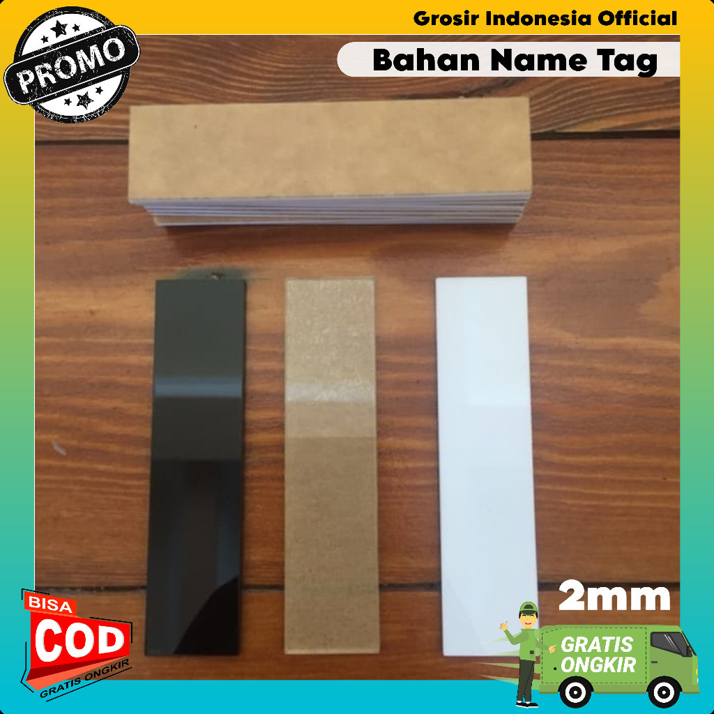

[GROSIRIN] Akrilik bahan nametag / bahan papan nama 8x2 cm